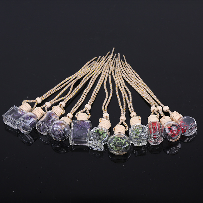 New Car Pendant Matte Frosted Square Glass Empty Bottle Car Perfume Bottle Pendant Jewelry Car Hanger