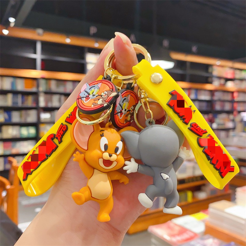 Cartoon Creative Cat Mouse Key Chain Cute Toy Car Key Pendant Couple Pendant 3D PVC Tom Mouse Keychain