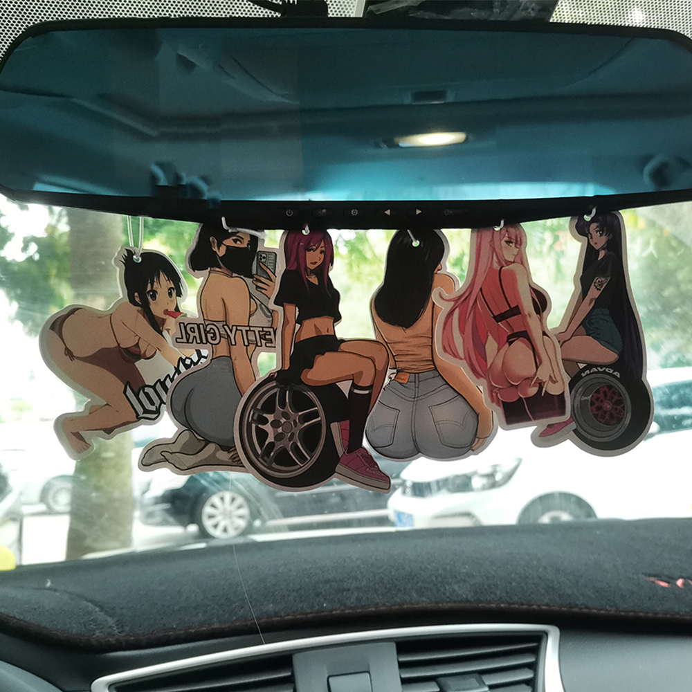 New JDM Culture Series Car Air Freshener Hanging Sexy Girl Tire Girls Car Rear View Solid Paper Car Interior Accessories
