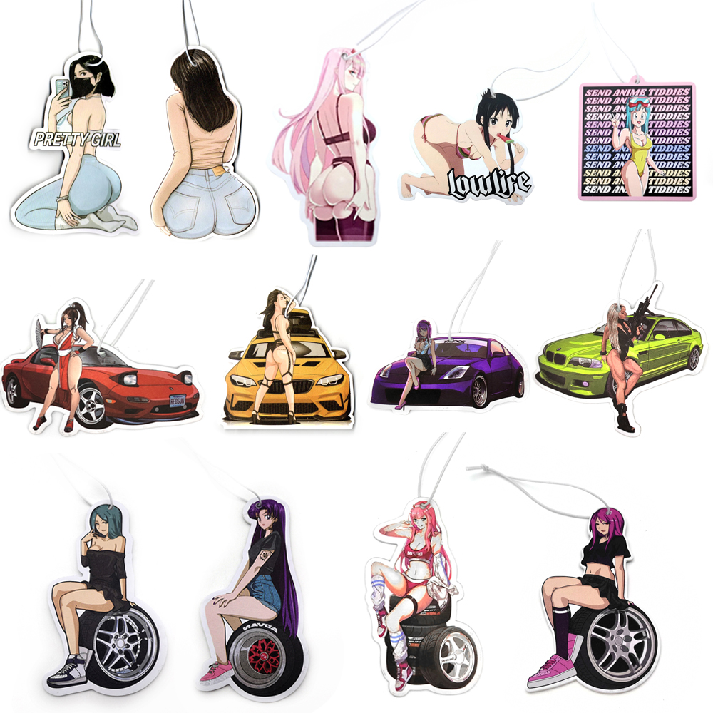 New JDM Culture Series Car Air Freshener Hanging Sexy Girl Tire Girls Car Rear View Solid Paper Car Interior Accessories