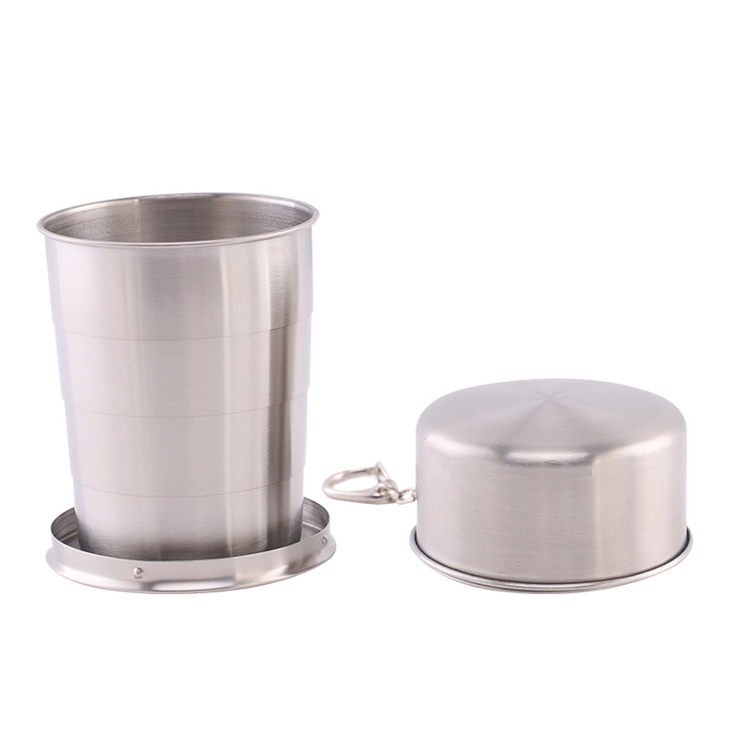 75ml 150ml 250ml 450ml Portable Stainless Steel Outdoor Travel  Folding Cup Telescopic Cup with Keychain