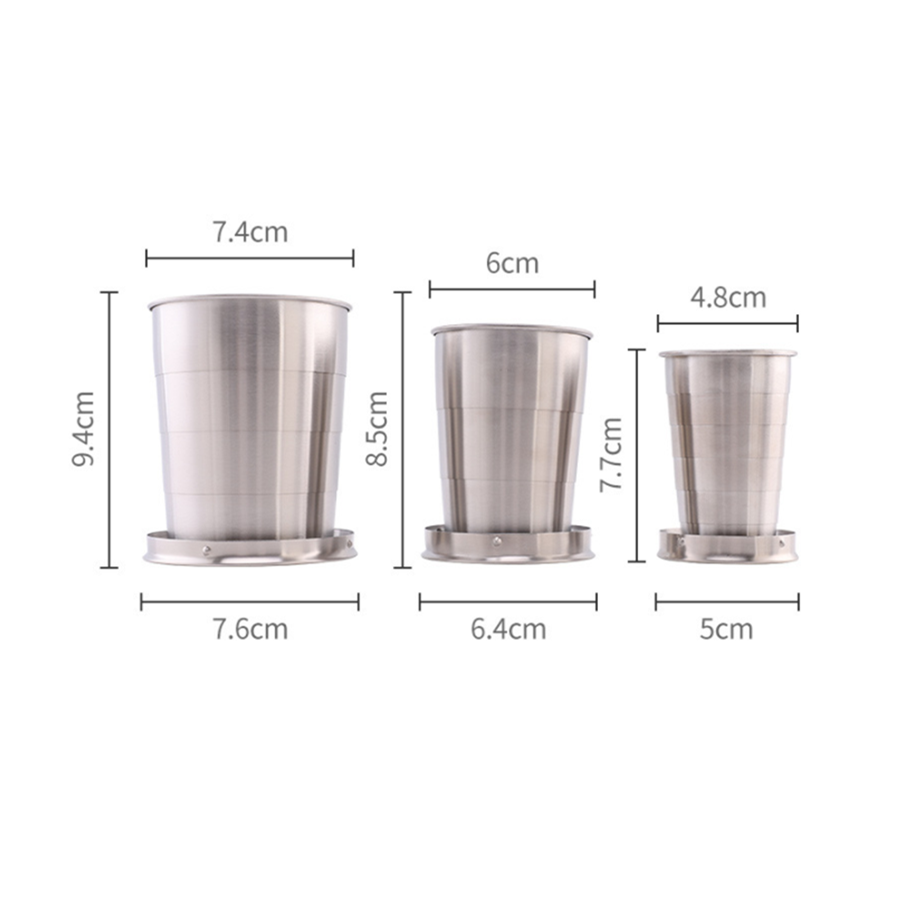 75ml 150ml 250ml 450ml Portable Stainless Steel Outdoor Travel  Folding Cup Telescopic Cup with Keychain