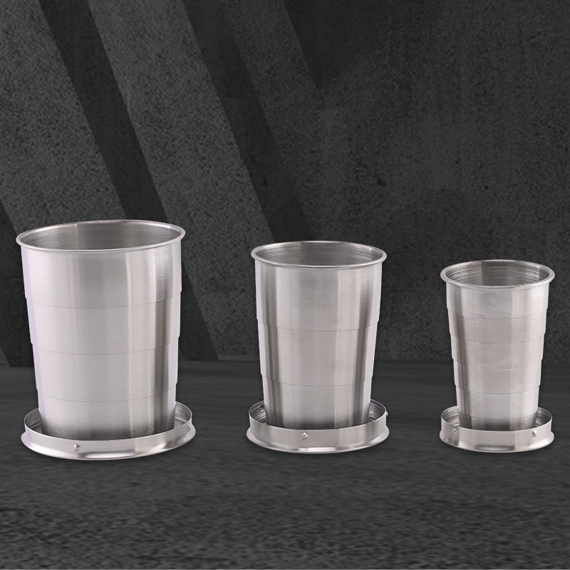 75ml 150ml 250ml 450ml Portable Stainless Steel Outdoor Travel  Folding Cup Telescopic Cup with Keychain