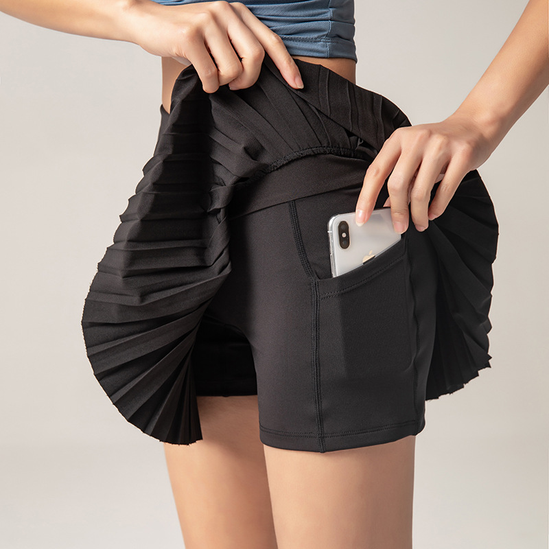 Advanced  Summer Sports Fitness Shorts Gym Pleated Skirt Golf Tennis Skirt with Pocket In Stock