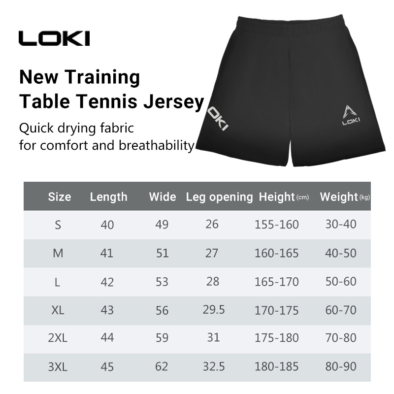 LOKI unisex ping pong shorts Breathable quick drying soft high elasticity table tennis shorts for competition training r