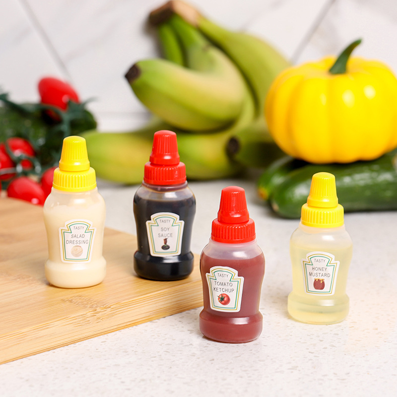 5 pack Kitchen household mini seasoning bottle tomato salad honey extrusion sauce bottle
