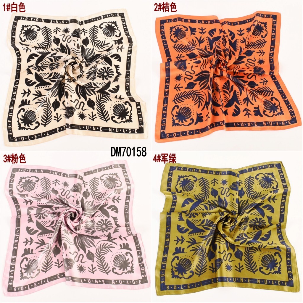 Light luxury Plain style 70*70 CM long scarf for women  direct flower pattern digital printing scarf for women
