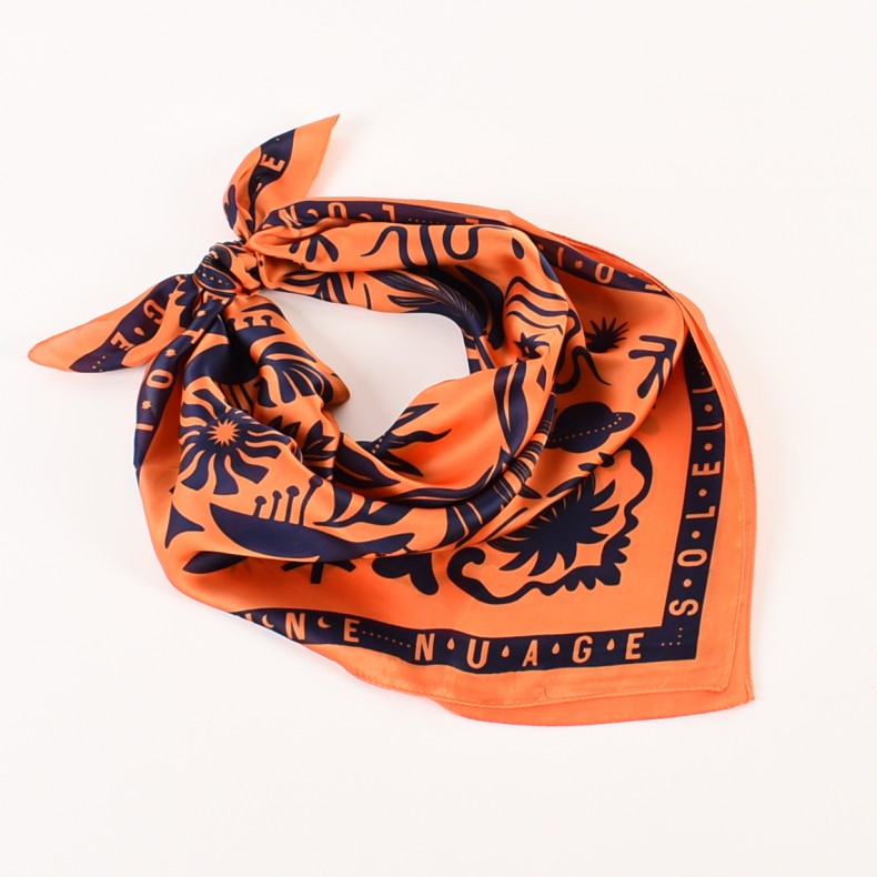 Light luxury Plain style 70*70 CM long scarf for women  direct flower pattern digital printing scarf for women