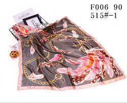 New Listing Fashion Satin Silk Women Woman Scarf Neck Square with Feather And Chain