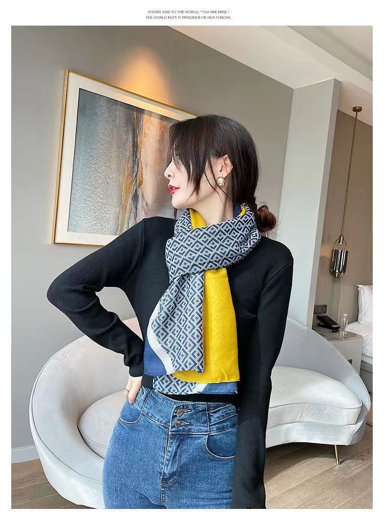 2022 Luxury Brand Cashmere Warm Winter Shawl Wraps for Women Scarf Print Pashmina Thick Blanket Scarves Foulard