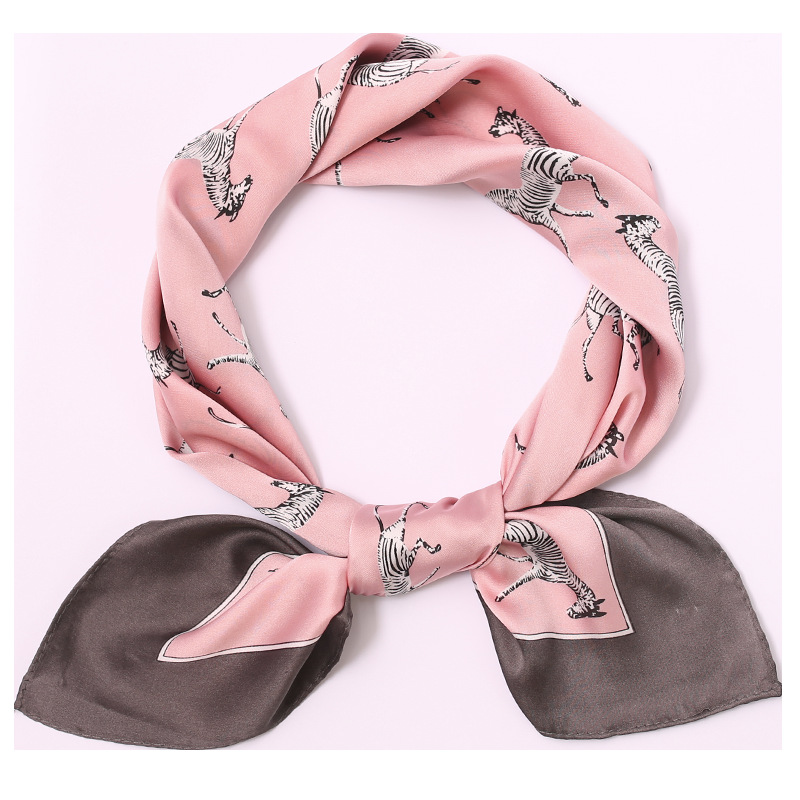70*70cm Silk Satin Hair Scarf Animal Print Leopard Neck Scarf Summer Neckerchief for Women