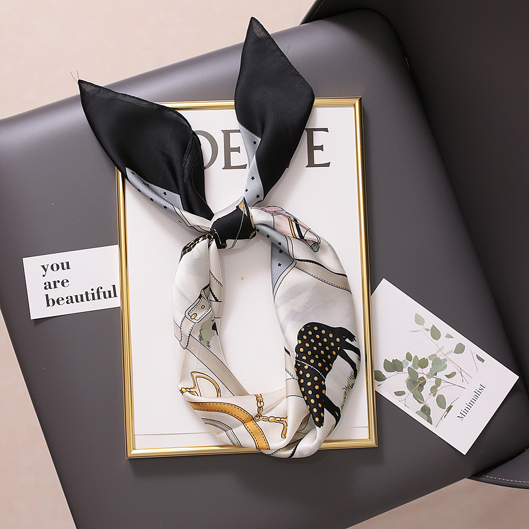 70*70cm Silk Satin Hair Scarf Animal Print Leopard Neck Scarf Summer Neckerchief for Women