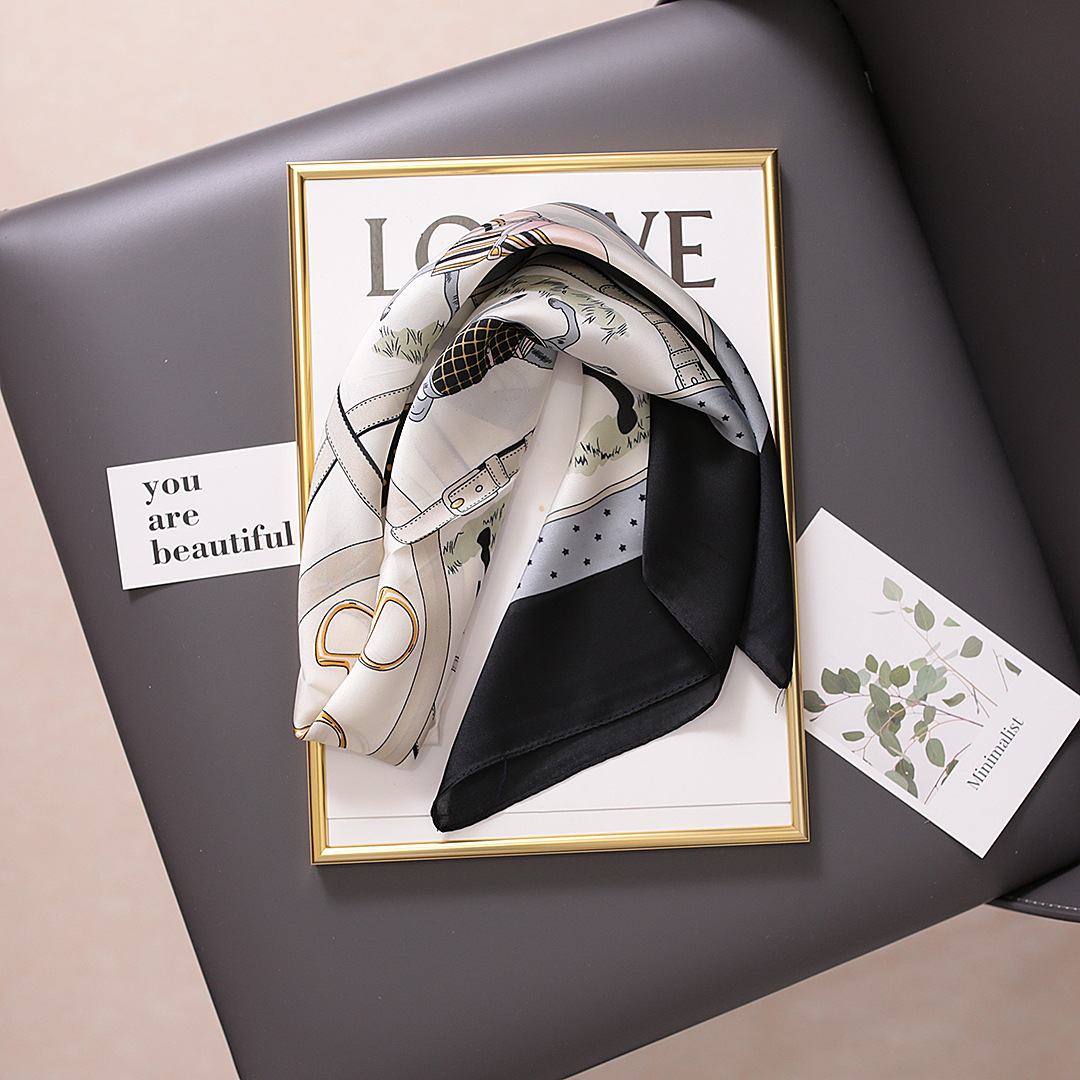 70*70cm Silk Satin Hair Scarf Animal Print Leopard Neck Scarf Summer Neckerchief for Women