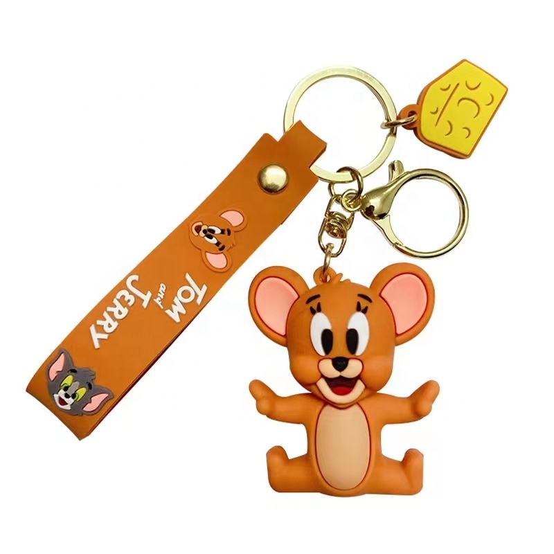 Tom and Jerry   Directly Sale 3d keychain pvc rubber cartoon Tom and Jerry Rubber Keychain