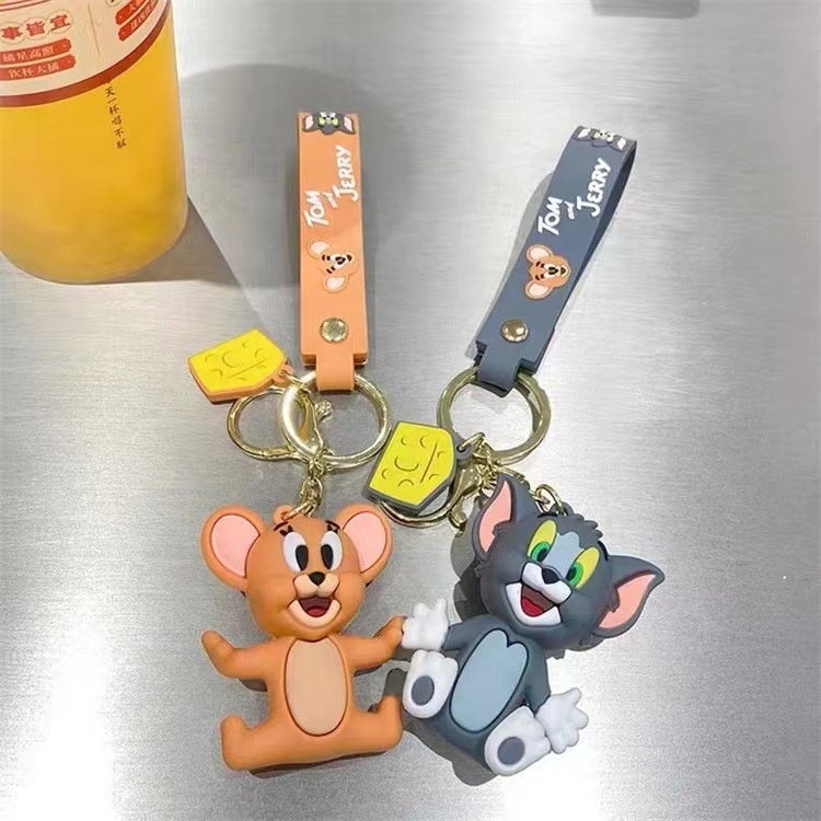 Tom and Jerry   Directly Sale 3d keychain pvc rubber cartoon Tom and Jerry Rubber Keychain