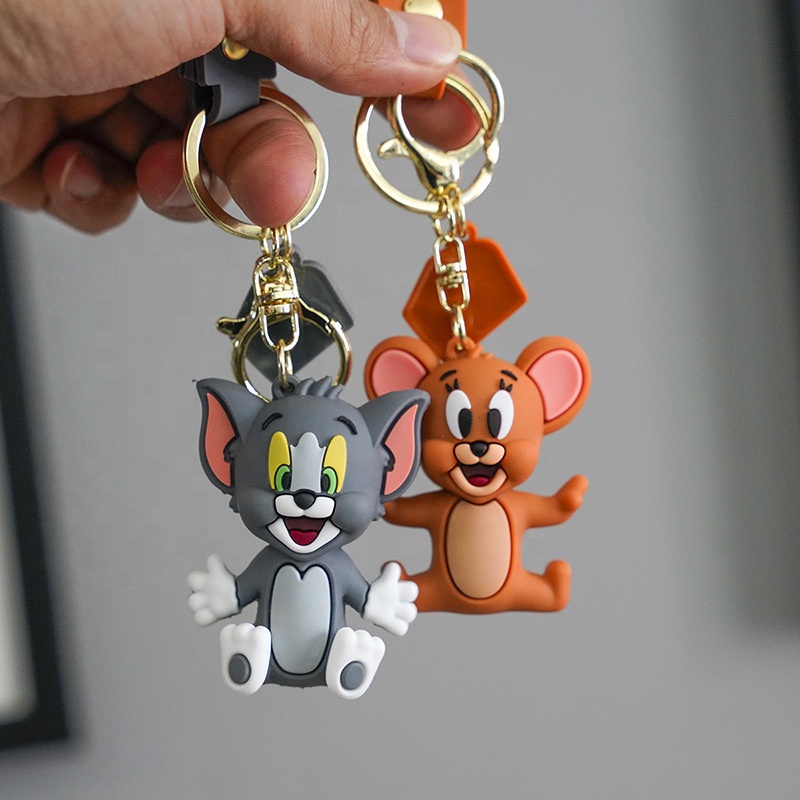Tom and Jerry   Directly Sale 3d keychain pvc rubber cartoon Tom and Jerry Rubber Keychain