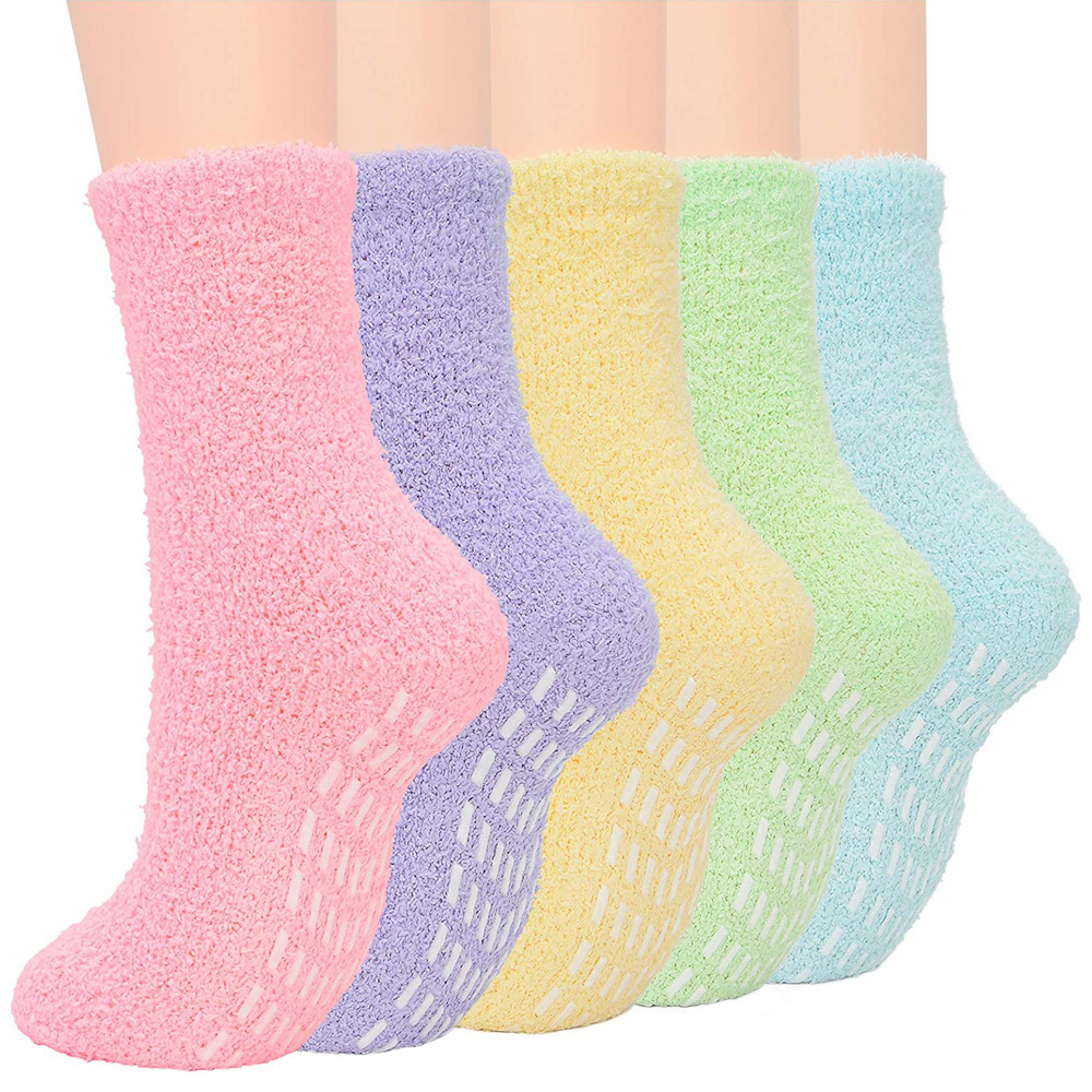 Womens Fuzzy Socks Cozy Soft Fleece Fluffy Warm Slipper Socks Winter Plush Crew  Tube Terry Fuzzy Cozy Socks for Women