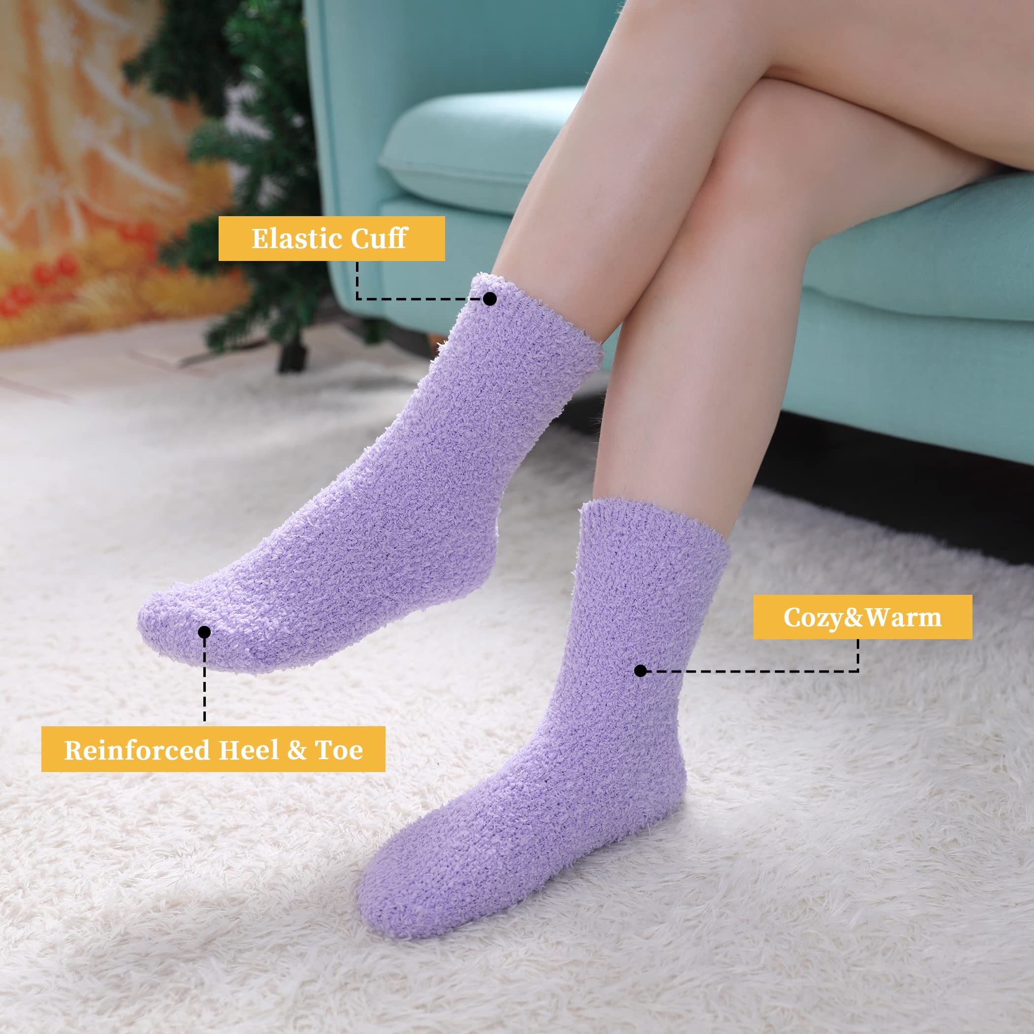 Womens Fuzzy Socks Cozy Soft Fleece Fluffy Warm Slipper Socks Winter Plush Crew  Tube Terry Fuzzy Cozy Socks for Women