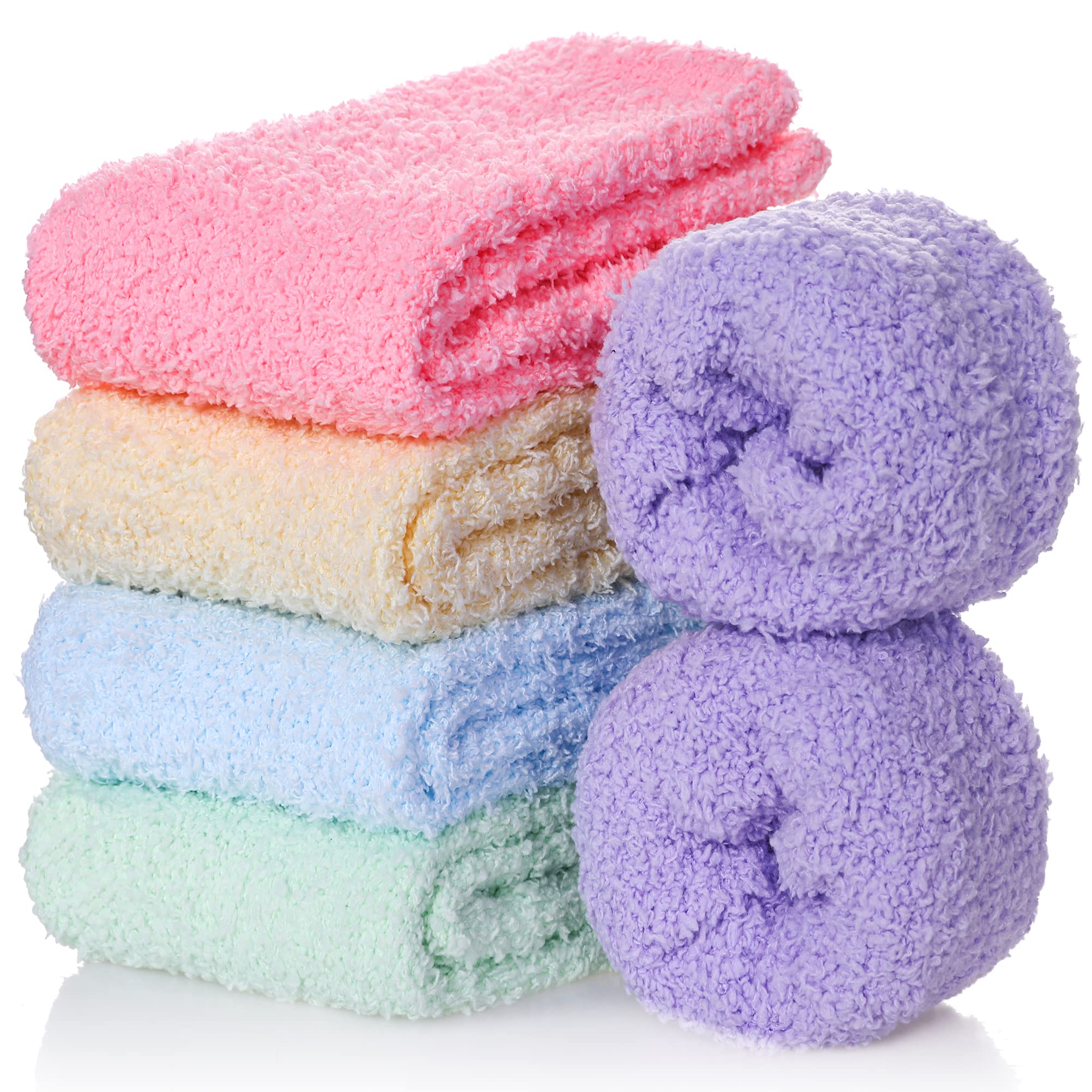 Womens Fuzzy Socks Cozy Soft Fleece Fluffy Warm Slipper Socks Winter Plush Crew  Tube Terry Fuzzy Cozy Socks for Women