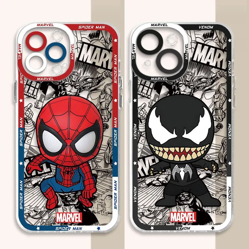 Anime Spiderman Design Laser Print Cartoon Mobile Phone Case For Iphone 15 Pro Max 14 13 12 11 Xs Xr Hard Back Cover