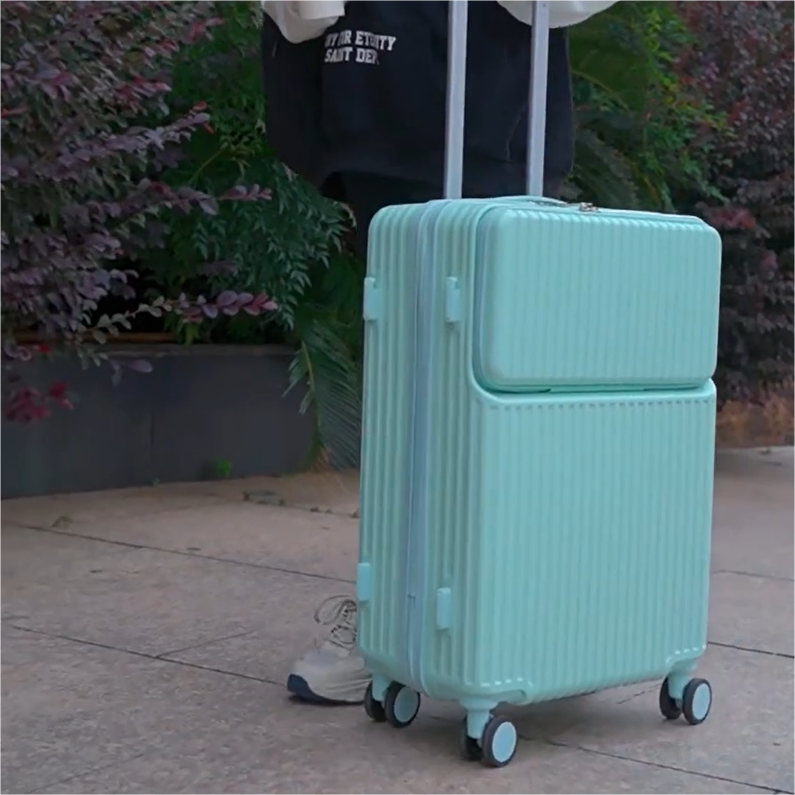 20 Inch Carry-On Luggage with Spinner Wheels: Cup Holder and Phone Holder