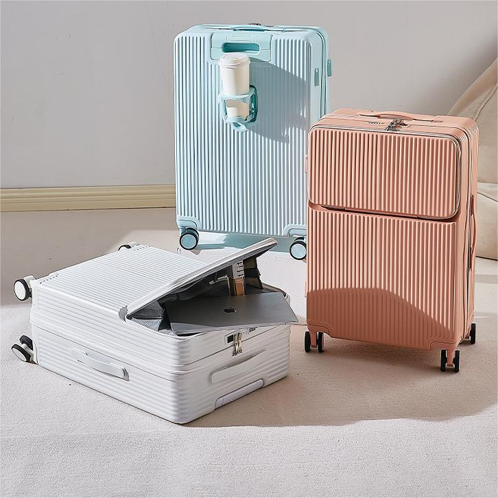 20 Inch Carry-On Luggage with Spinner Wheels: Cup Holder and Phone Holder