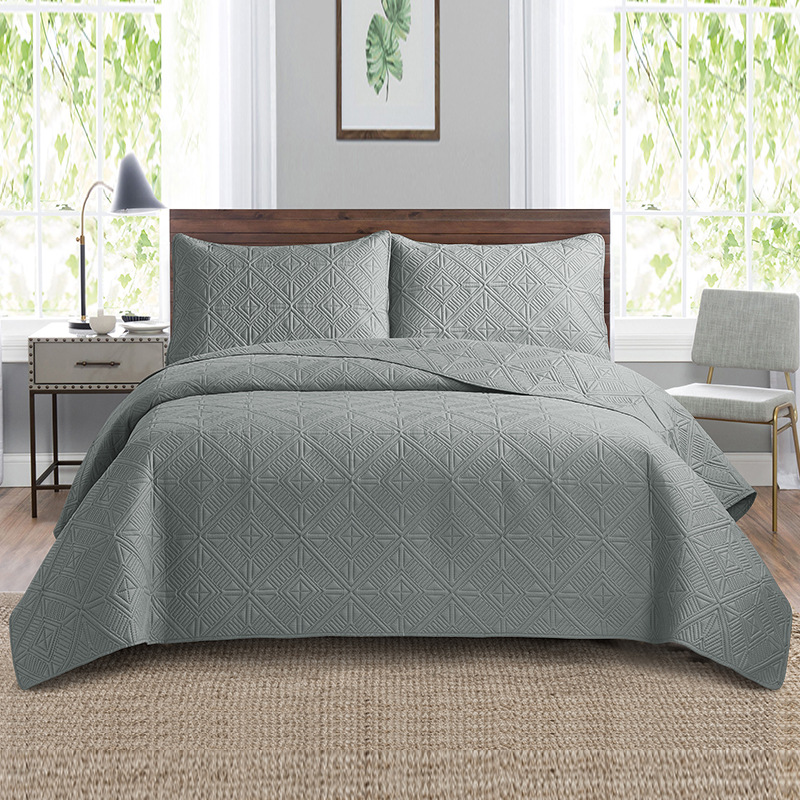 Ultrasonic Quilted Feather Bedspread Set - 3-Piece Patchwork Bedding,  Quality