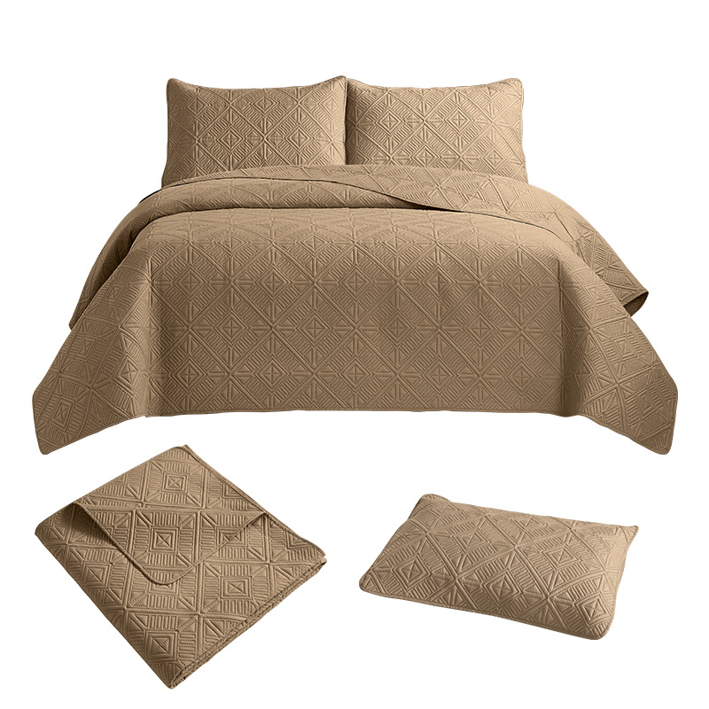 Ultrasonic Quilted Feather Bedspread Set - 3-Piece Patchwork Bedding,  Quality