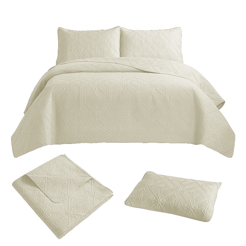 Ultrasonic Quilted Feather Bedspread Set - 3-Piece Patchwork Bedding,  Quality