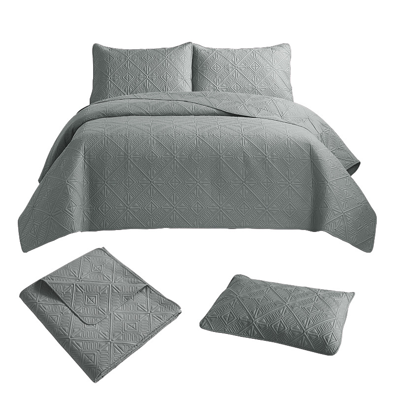 Ultrasonic Quilted Feather Bedspread Set - 3-Piece Patchwork Bedding,  Quality