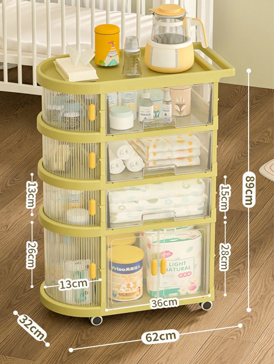 Baby Folding Storage Trolley | Mobile Free-Installation Organizer Shelf