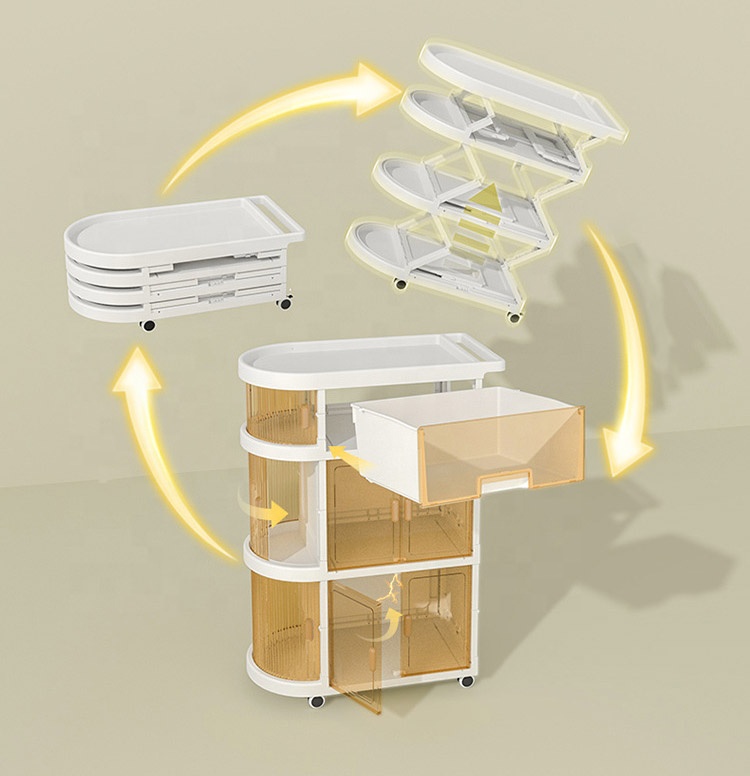 Baby Folding Storage Trolley | Mobile Free-Installation Organizer Shelf