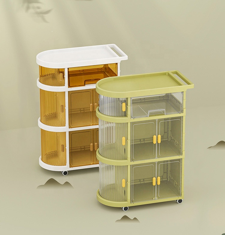 Baby Folding Storage Trolley | Mobile Free-Installation Organizer Shelf