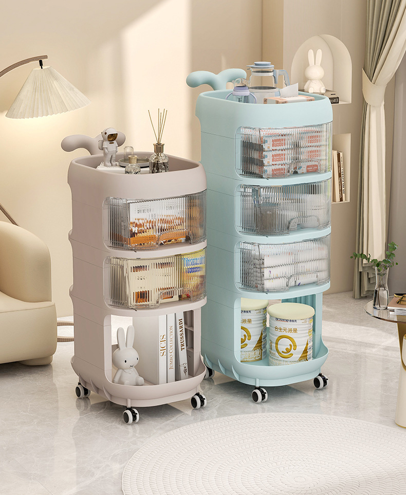 Baby Product Storage Rack Plastic Trolley With Removable Mobile Drawers