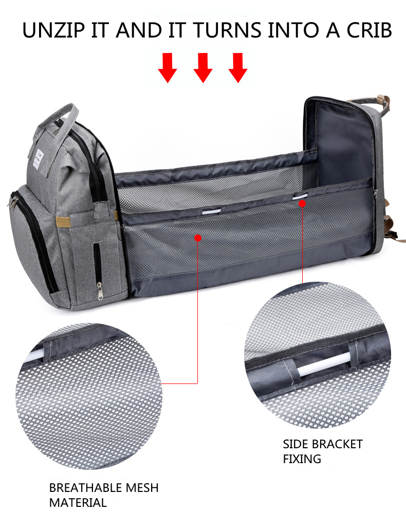 Portable Folding Crib 7-in-1 Baby Waterproof Diaper Bag