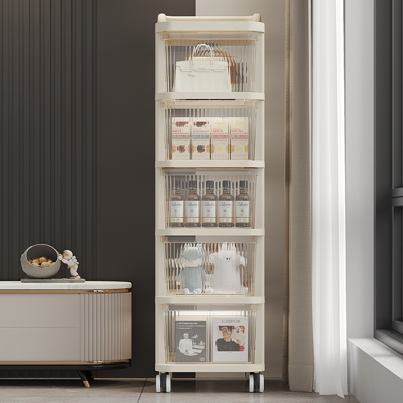 Plastic Rolling Storage Cart with Drawers Household Organizer Cabinet