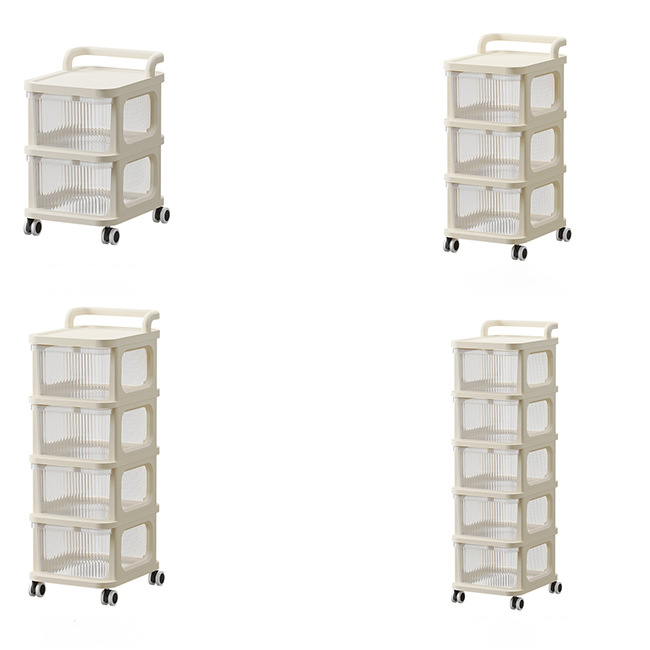 Plastic Rolling Storage Cart with Drawers Household Organizer Cabinet