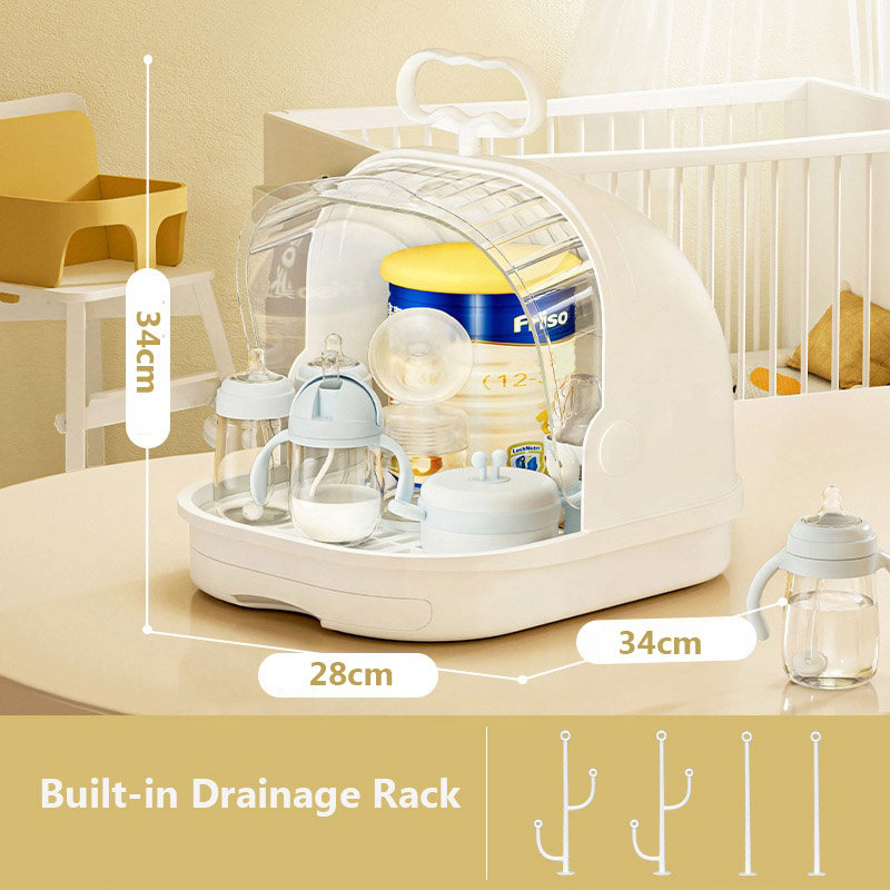 Dustproof Baby Bottle Storage Box | Tableware Drainage Rack & Plastic Organizer