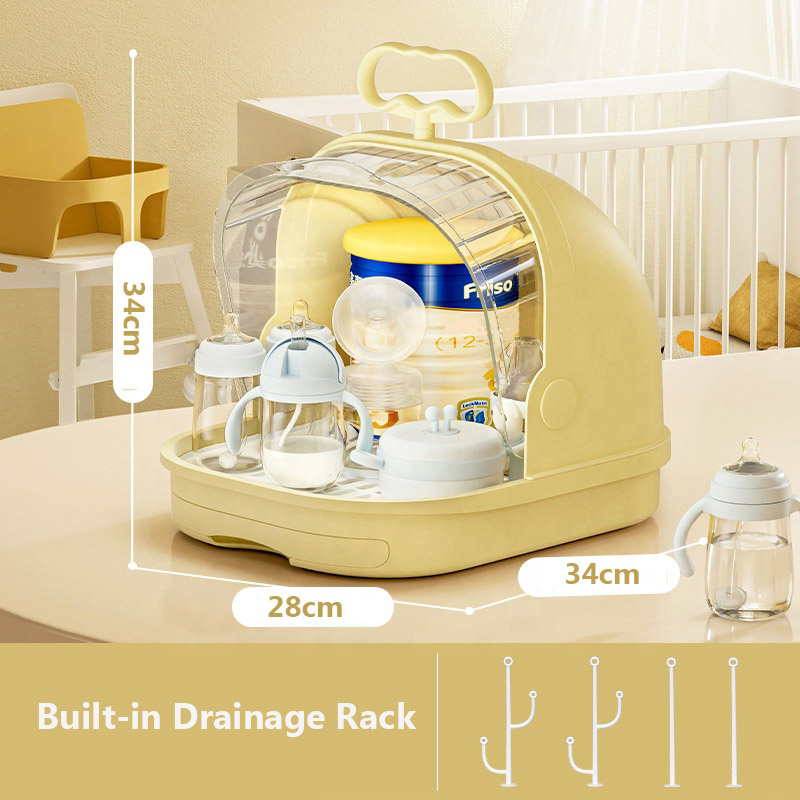 Dustproof Baby Bottle Storage Box | Tableware Drainage Rack & Plastic Organizer