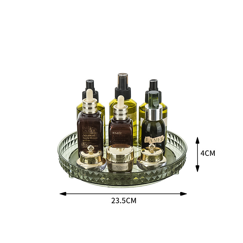 Desktop Vanity Shelf for Perfume, Skin Care Products, Makeup Brushes, and Cosmetics Storage with Glass Countertop Box 