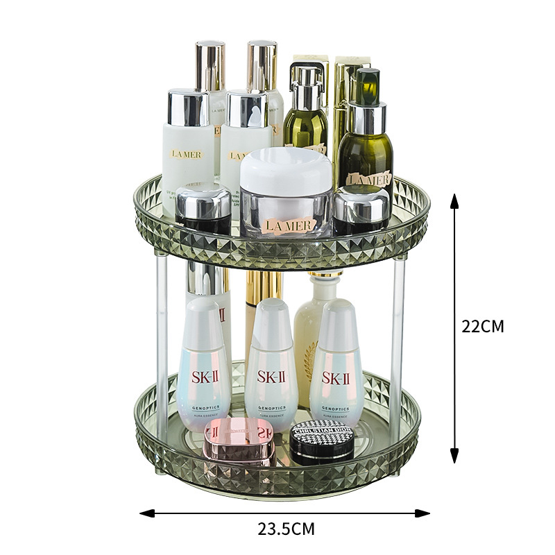 Desktop Vanity Shelf for Perfume, Skin Care Products, Makeup Brushes, and Cosmetics Storage with Glass Countertop Box 