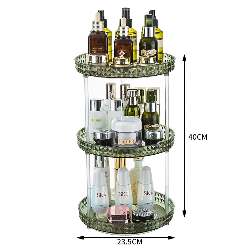Desktop Vanity Shelf for Perfume, Skin Care Products, Makeup Brushes, and Cosmetics Storage with Glass Countertop Box 