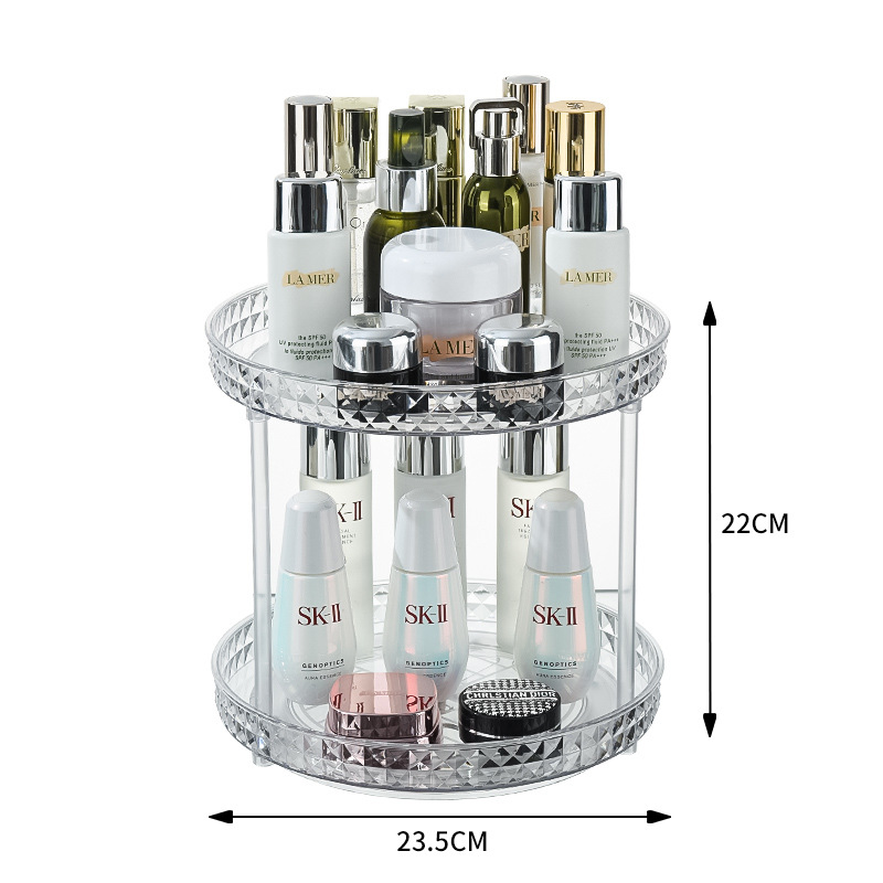 Desktop Vanity Shelf for Perfume, Skin Care Products, Makeup Brushes, and Cosmetics Storage with Glass Countertop Box 