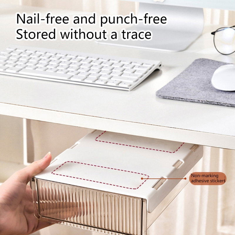 Self-Adhesive Under Table Drawer Organizer Tray - Hidden Storage Box for Pens, Pencils, and Sundries
