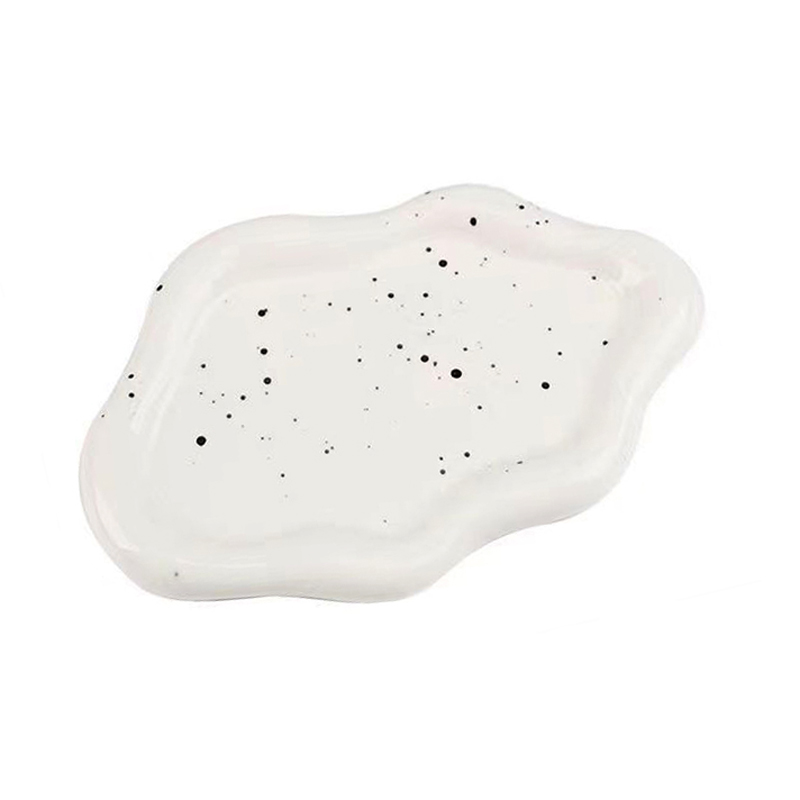 2024 White and Black Ceramic Cloud Plate - Desserts, Cake, Salad, Fruit, Key Chain, Jewelry Storage Display