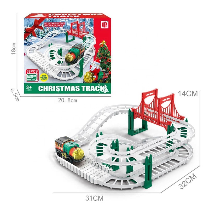 Baby Slot Toys Railway Track Toys Christmas Theme Electric Track Train Slot Toys with Sound Light for Kids