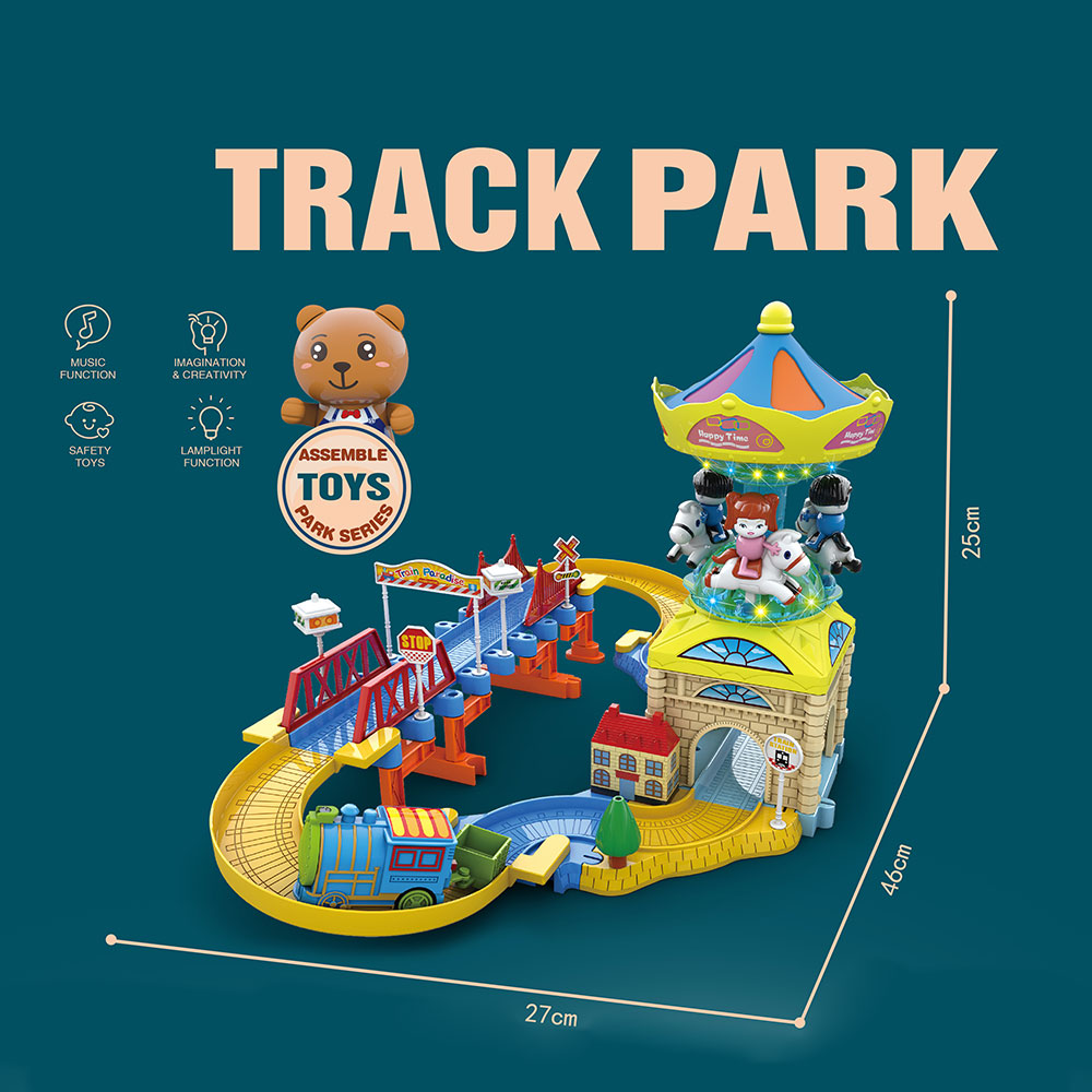 DIY Mini Amusement Park Slot Car Race Track Set - Kids Play Toy Game