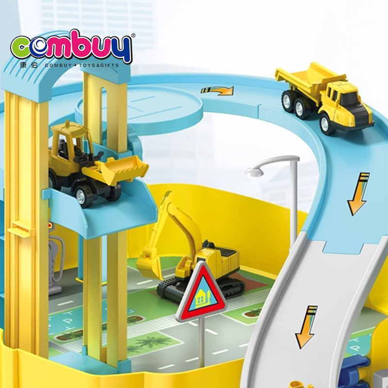 DIY Rail Track Slot Car Schoolbag Storage Parking Lot Toy
