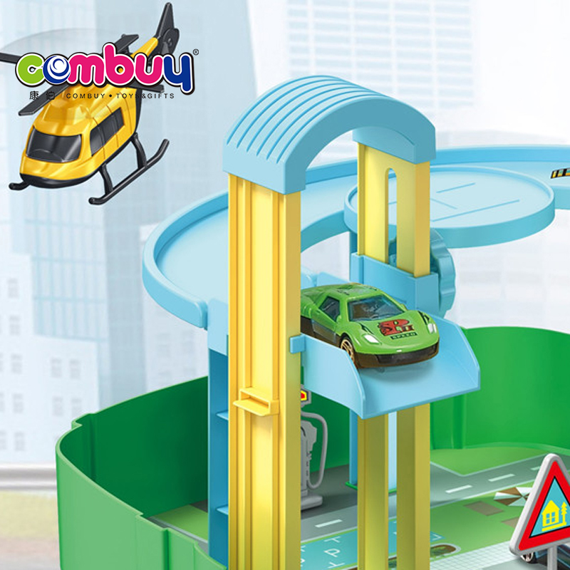 DIY Rail Track Slot Car Schoolbag Storage Parking Lot Toy
