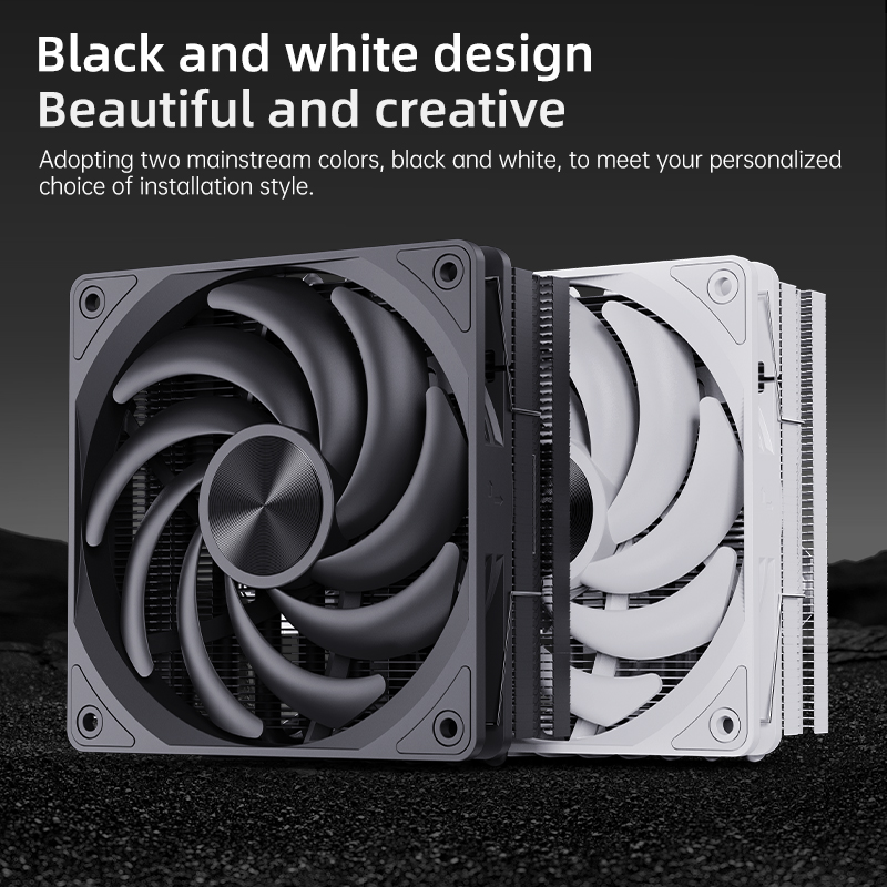 SNOWMAN New Design Black Frame 6 Heat Pipes PC Cooler Case Fan with 75mm Height Cooling Fins for 120mm Computer